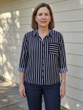 Olivia & Martin Striped Button Down Blouse Size 2X